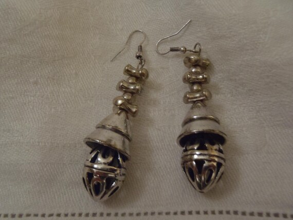 Unique Silver Dangle Drop Statement Earrings UNWO… - image 3