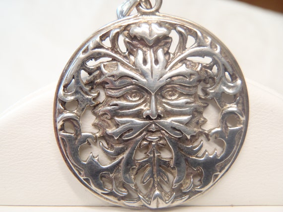 Sterling Silver Oberon Green Man Pendant - Green Man Pendant Silver Sterling Silver Oberon Green Man Pendant - Green Man Pendant Silver