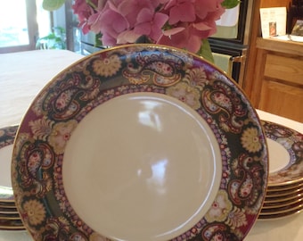 Muirfield Royal Paisley Salad/Lunch Plates EUC Set of FOUR