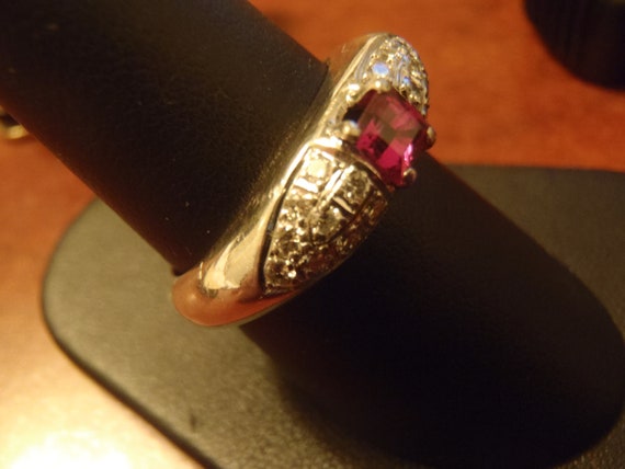 SPRING SALE Italian 14K White Gold Ruby Diamond B… - image 7