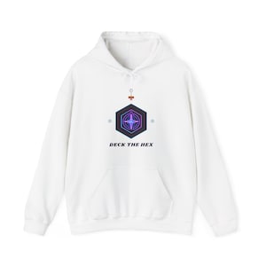 Neon Hexagon Ornament Christmas Hoodie, Nova OS Hex Logo, Deck The Hex, Techie Holiday, Nerd Xmas