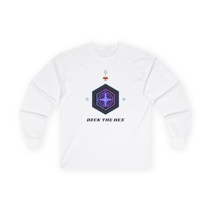 Neon Hexagon Ornament Christmas Long Sleeve Shirt, Nova OS Hex Logo, Deck The Hex, Techie Holiday, Nerd Xmas