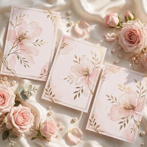 Blush and Gold Wedding Day Stationery Set, Ceremony Program Menu and Place Cards Bundle, Digital Download