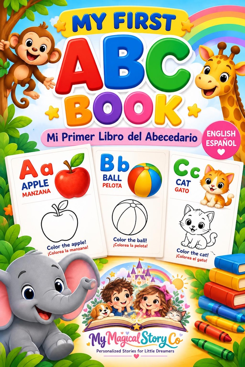 My First ABC Book | Bilingual English Spanish Alphabet Coloring Book ...