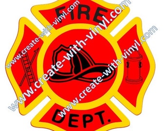 FIRE DEPT vigile del fuoco SVG per Cricut, Cameo, ricamo, file SVG