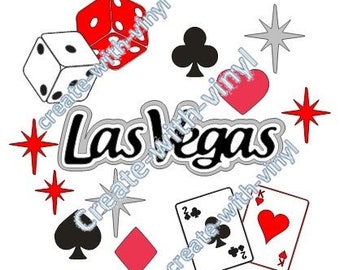 LAS VEGAS SVG file - Silhouette, Cameo, Cricut - sublimazione e stampa e tagliare carte da gioco capaci, dadi, giochi Vegas Camicia