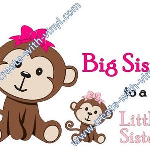 BIG SISTER SVG- mono - Hermana pequeña - Bebé - Cricut, Cameo, Silueta, para camisas de ropa de bebé, pañales de burp