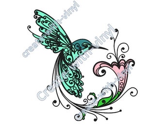 File SVG HUMMINGBIRD - Silhouette, Cameo, Cricut, Ricamo - File Studio disponibile - uccello - stampa e taglio pronto - pronto per sublimazione