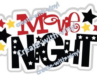 MOVIE NIGHT file svg - Silhouette, Cameo, Cricut - word art, png, jpg, pdf