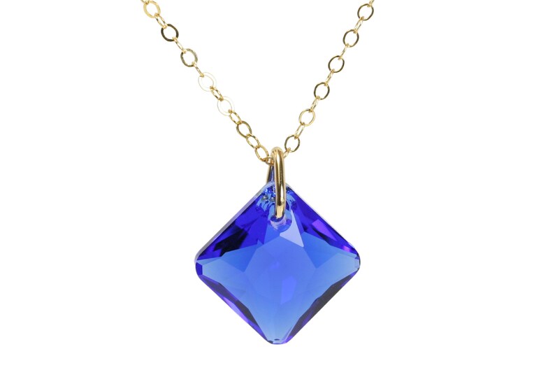 Gold Cobalt Blue Pendant Necklace 14K Gold Filled Majestic Etsy