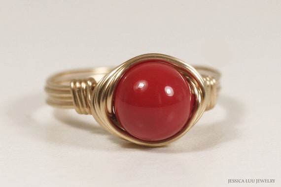 Red Coral Ring, 18k Gold Ring, Handmade Ring, Coral India | Ubuy