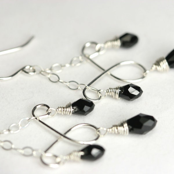 Black Chandelier Earrings Sterling Silver Jewelry Handmade Swarovski Chandelier Earrings Swarovski Crystal Earrings Swarovski Crystal Jewelr