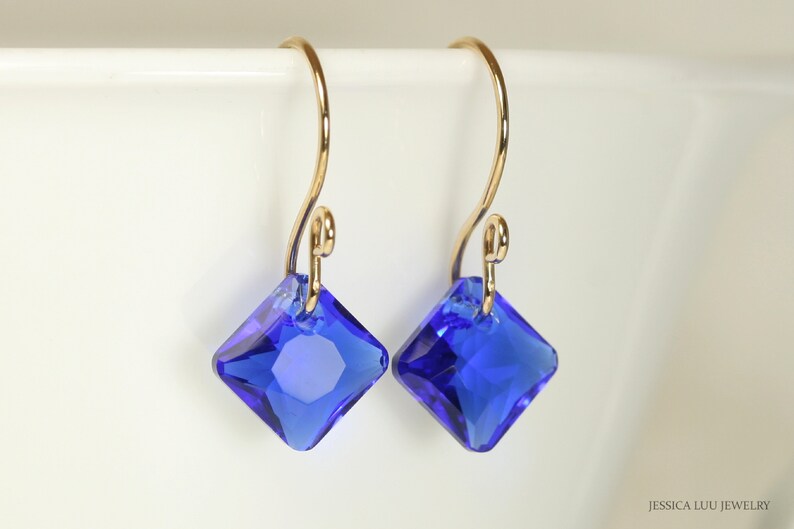 Gold Cobalt Blue Pendant Necklace 14K Gold Filled Majestic Etsy