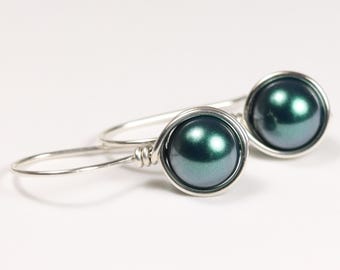 Tahiti Perle Ohrringe, Sterling Silber Ohrringe, Schwarz Tahiti Perle Tropfen Ohrringe Geschenke für Frauen Rose Gold Ohrringe Wire Wrap