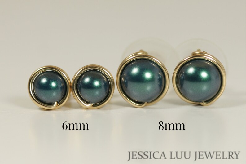 Skysk 13-14mm Natural Black Tahitian Pearl Stud Earrings – 14K White Gold, AAA Baroque