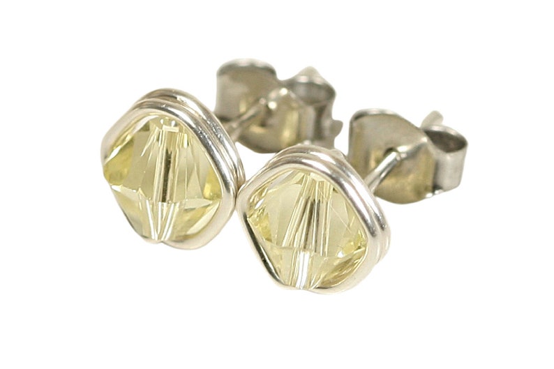 Light Yellow Stud Earrings Sterling Silver or Gold Filled Etsy