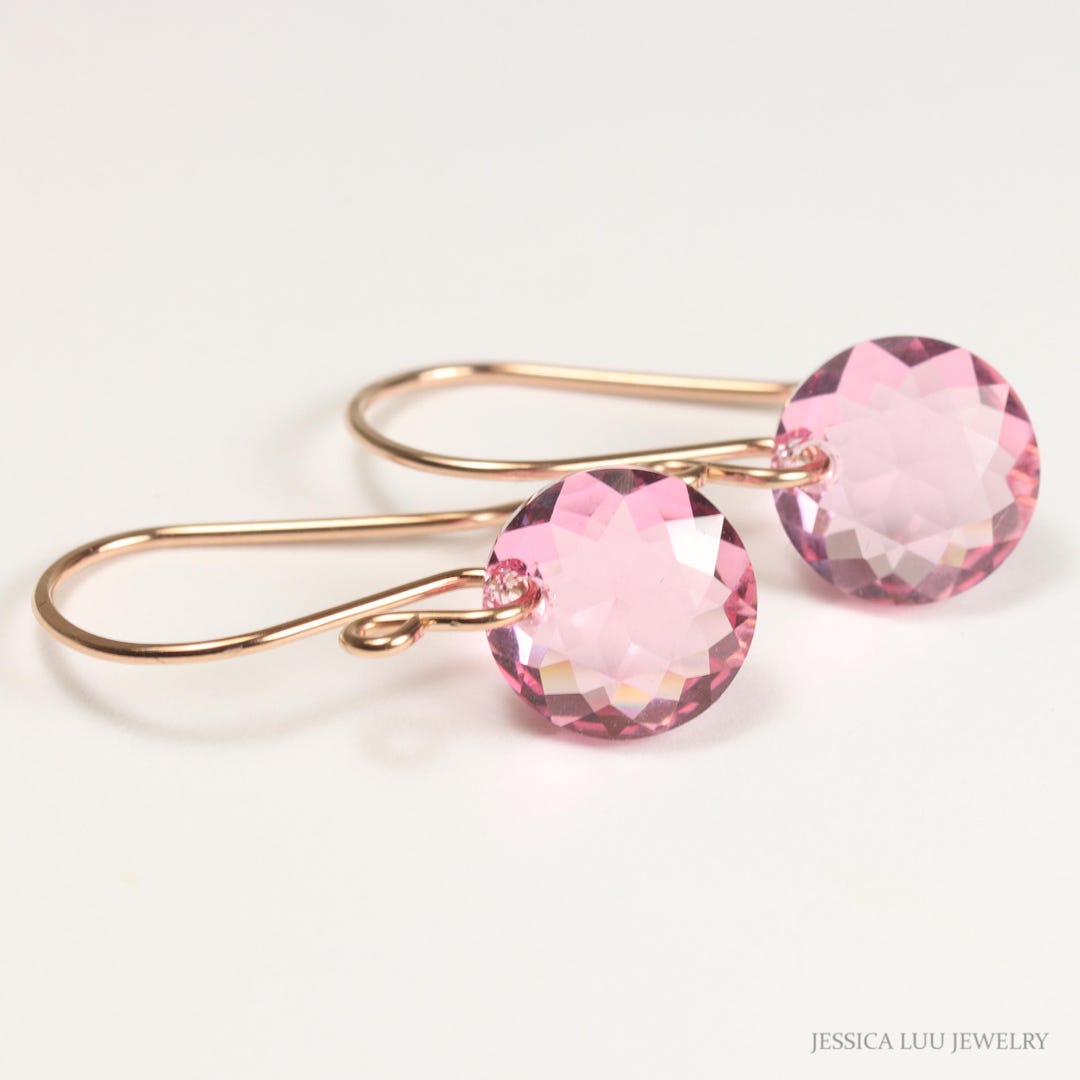 Pink Crystals Short Earrings