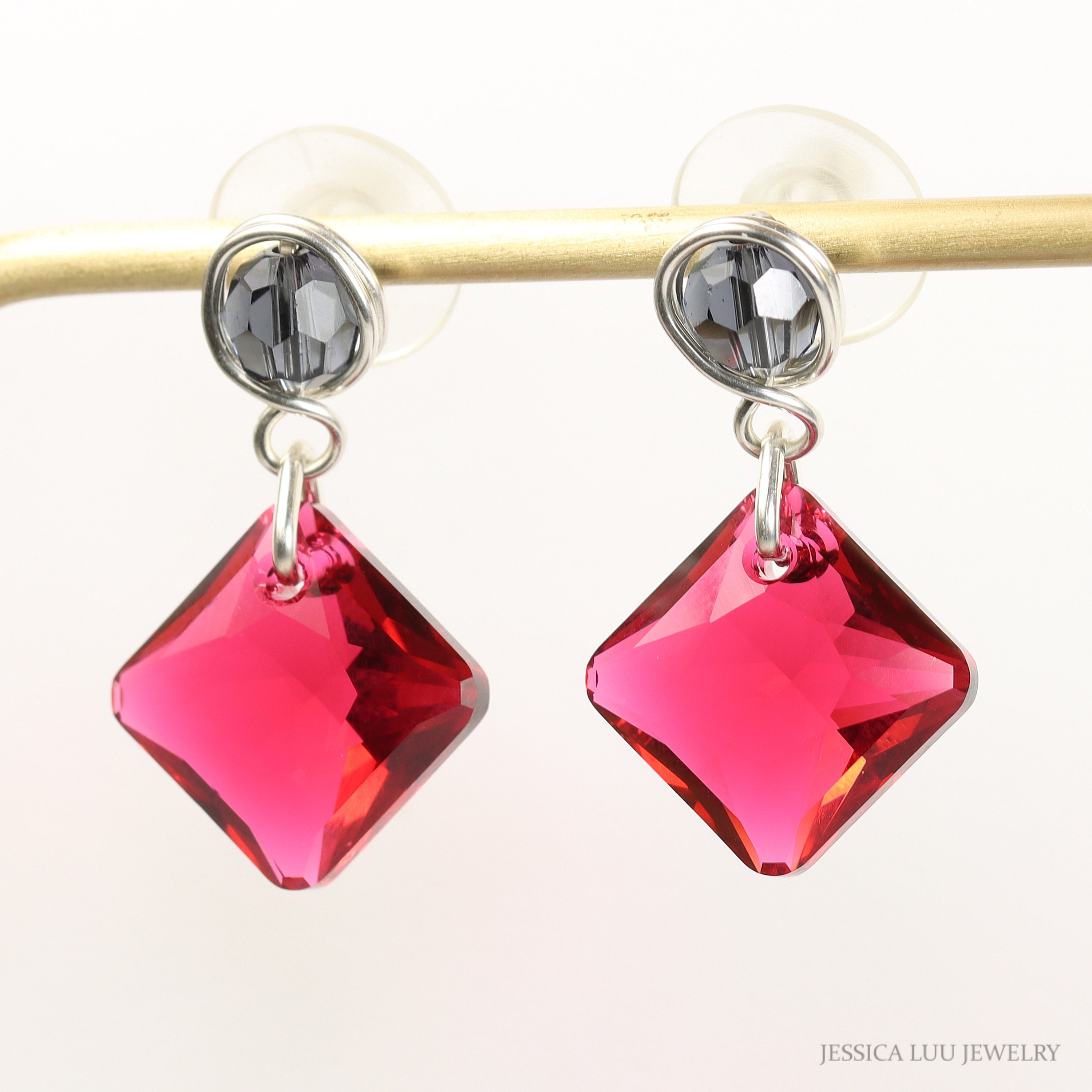 Sterling Silver Ruby Red Dangle Earrings Handmade Scarlet Jewelry - Etsy