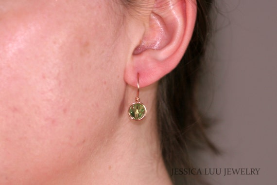 Chalcedony With Multi Gemstone Beads Earring Gold Plated Earrings Connector Wire Wrapped Earrings Single Bail Earrings GJ-1013 Peridot