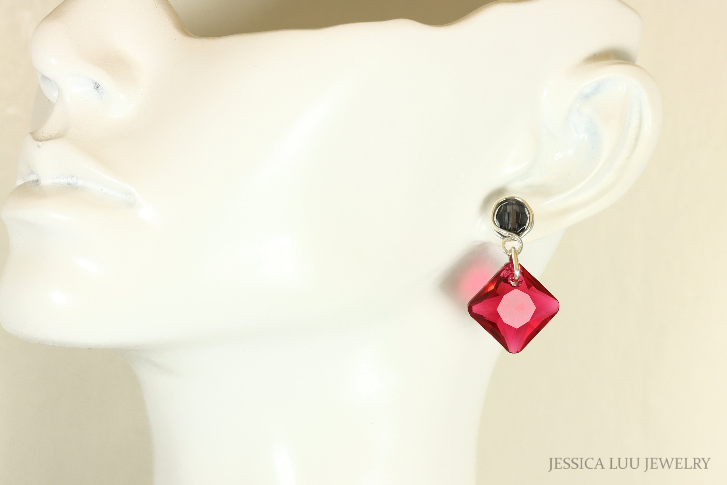 Sterling Silver Ruby Red Dangle Earrings Handmade Scarlet Jewelry - Etsy