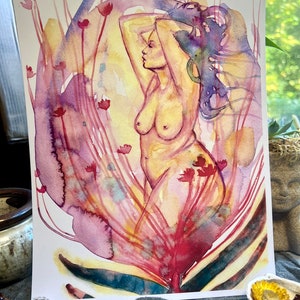 Original watercolor print: My Open Heart