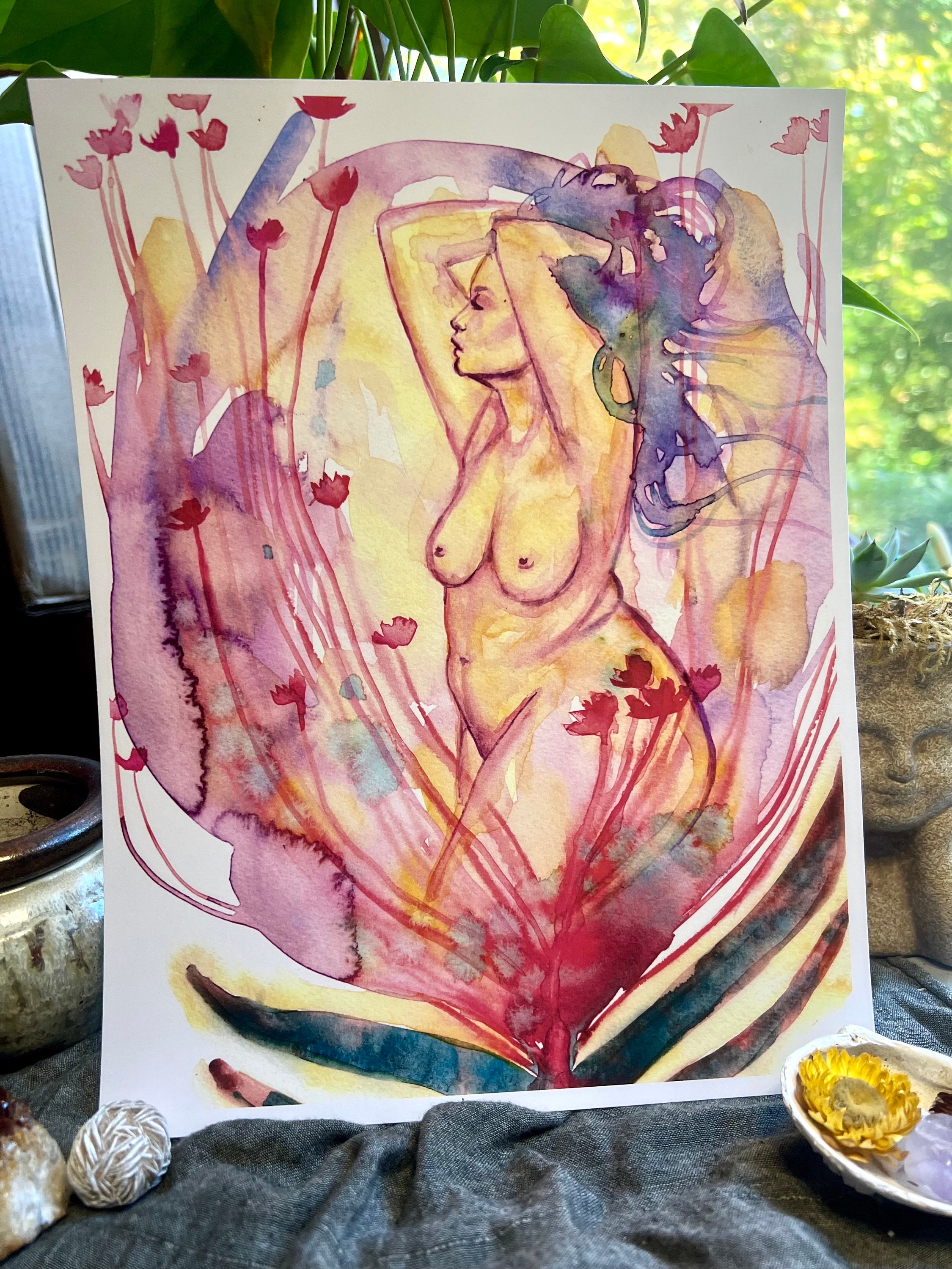 Original watercolor print: My Open Heart