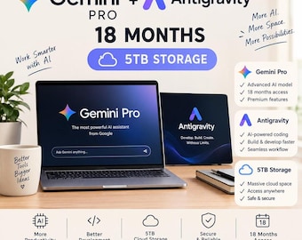 Abbonamento Gemini AI Pro di 18 mesi con 5 TB di spazio di archiviazione cloud (attivazione digitale)