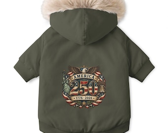 America 250 Patriotic Flag Pet Parka Jacket 2026