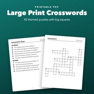 Large Print Crosswords Printable for Seniors, 42 Easy Themed Puzzles image 1