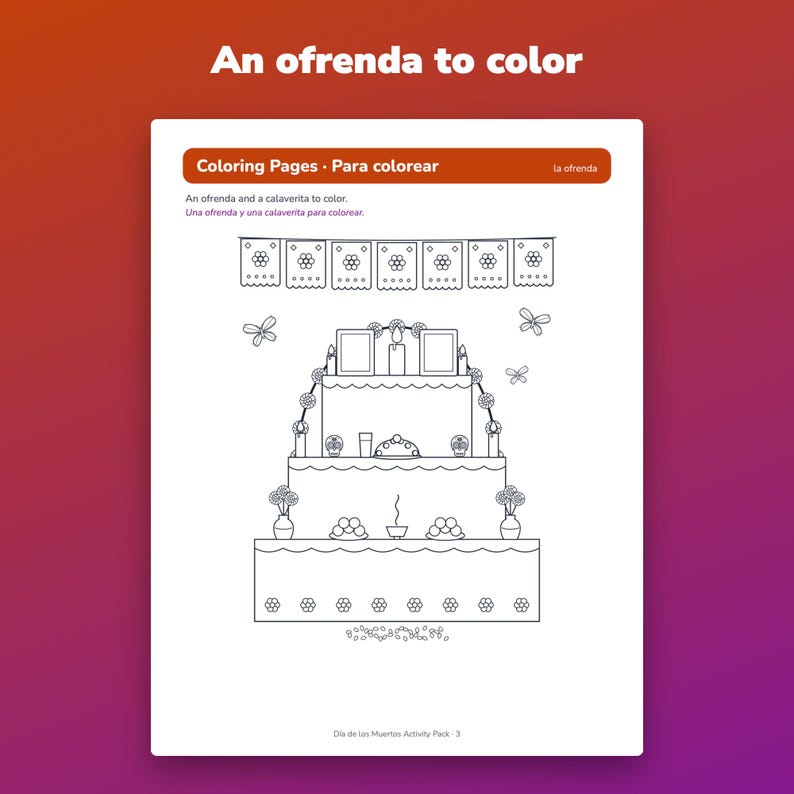 Día de los Muertos Activities, Bilingual Day of the Dead Coloring Pages and Trivia image 3