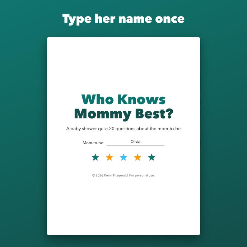 Who Knows Mommy Best Baby Shower Game Printable, Fillable Mom to Be Quiz image 4