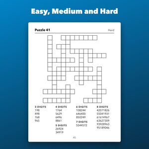 Large Print Number Fill-Ins Printable for Seniors, 60 Puzzles Easy to Hard image 3