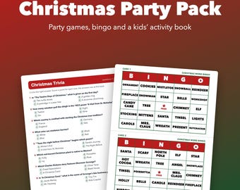 Utskrivbart julfestpaket, spel, bingo och aktivitetsbok för barn