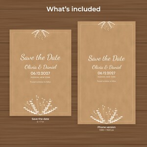 Rustic Kraft Save the Date Template, Editable PDF Card and Phone Image image 2