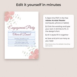 Engagement Party Invitation Template, Editable PDF in 4 Elegant Styles image 3