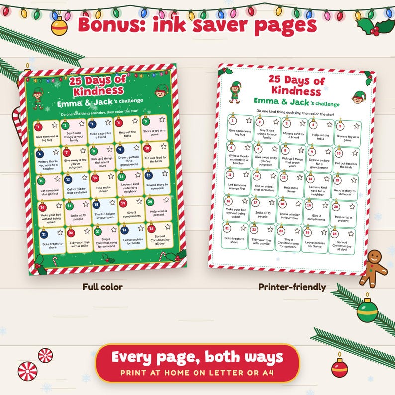 Freundlichkeits-Challenge und ausdruckbarer Weihnachtskalender, 25 Tage für Kinder Bild 4