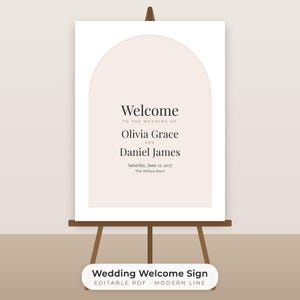 Moderne, minimalistische Willkommensschild-Vorlage für Hochzeiten, bearbeitbares PDF-Poster (18x24 Zoll) Bild 1