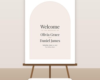 Modern minimalistisch welkomstbord voor een bruiloft, bewerkbaar PDF-poster (18x24 inch).