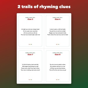 Christmas Scavenger Hunt Printable for Kids, 24 Rhyming Clues and Picture Cards image 2