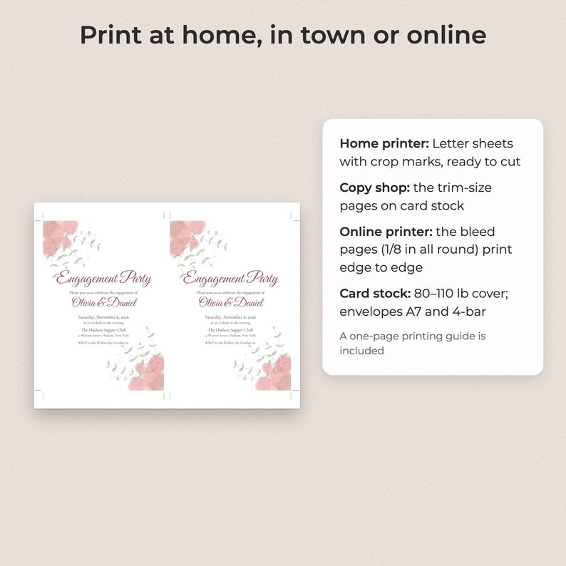 Engagement Party Invitation Template, Editable PDF in 4 Elegant Styles image 4