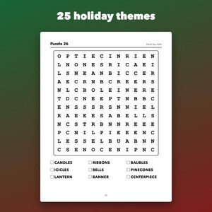 Large Print Christmas Word Search Printable for Seniors, 50 Puzzles image 3