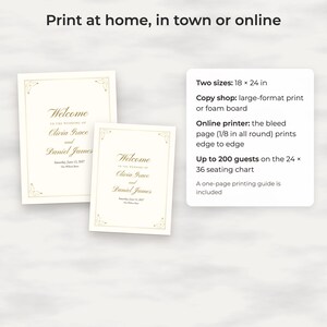 Classic Gold Wedding Welcome Sign Template, Editable 18x24 PDF Poster image 4