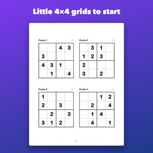 Sudoku for Kids Ages 6-10, 150 Printable Puzzles in 4x4, 6x6 and 9x9 image 2