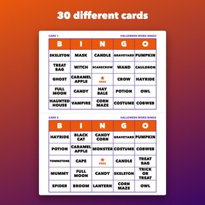 Halloween Bingo Printable for Kids and Classroom Parties, 30 Cards image 2