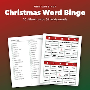 Christmas Bingo Printable for Kids and Classroom Parties, 30 Cards bild 1
