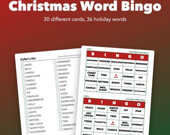 Christmas Bingo Printable for Kids and Classroom Parties, 30 Cards