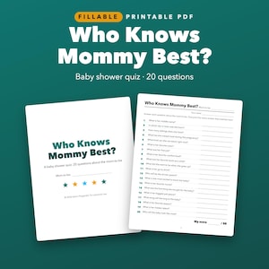 Who Knows Mommy Best Baby Shower Game Printable, Fillable Mom to Be Quiz image 1