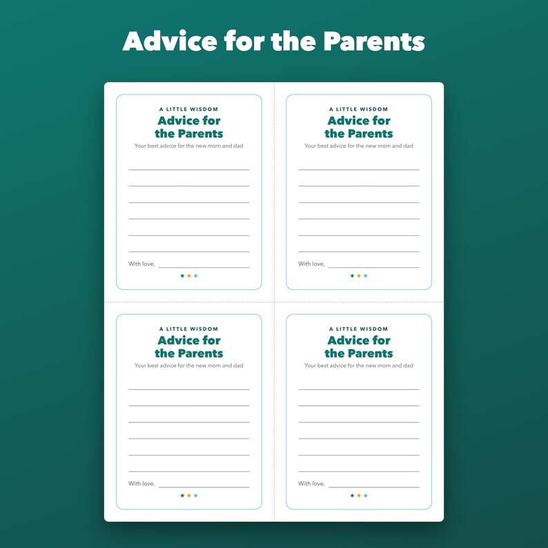 Advice for Parents to Be Cards Printable, Baby Shower Wishes and Predictions image 2