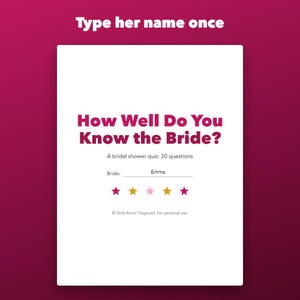 How Well Do You Know the Bride Game Printable, Fillable Bridal Shower Quiz image 4