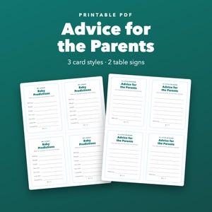 Advice for Parents to Be Cards Printable, Baby Shower Wishes and Predictions image 1